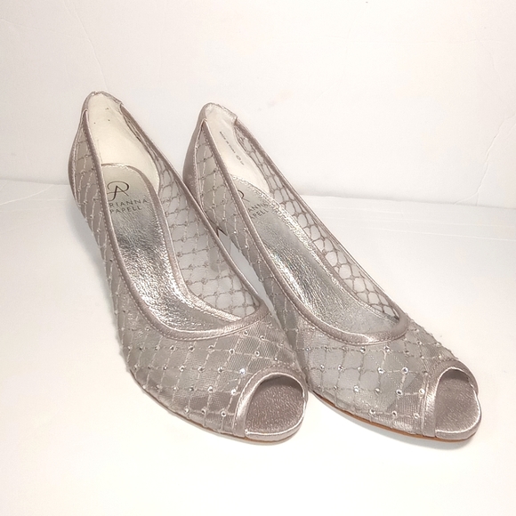 Adrianna Papell Jamie Evening Pumps Silver Rhinestone Women's Shoes Size 8.5 - Picture 6 of 14